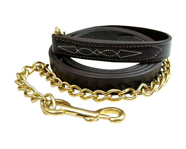 Walsh Fancy Stitch Leather Lead With Chain 1