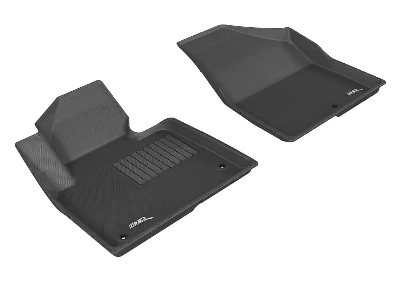 3D Maxpider Custom-Fit First-Row Floor Mats For 2013–2019 Hyundai Santa Fe Lineup – Kagu Design, Black 1