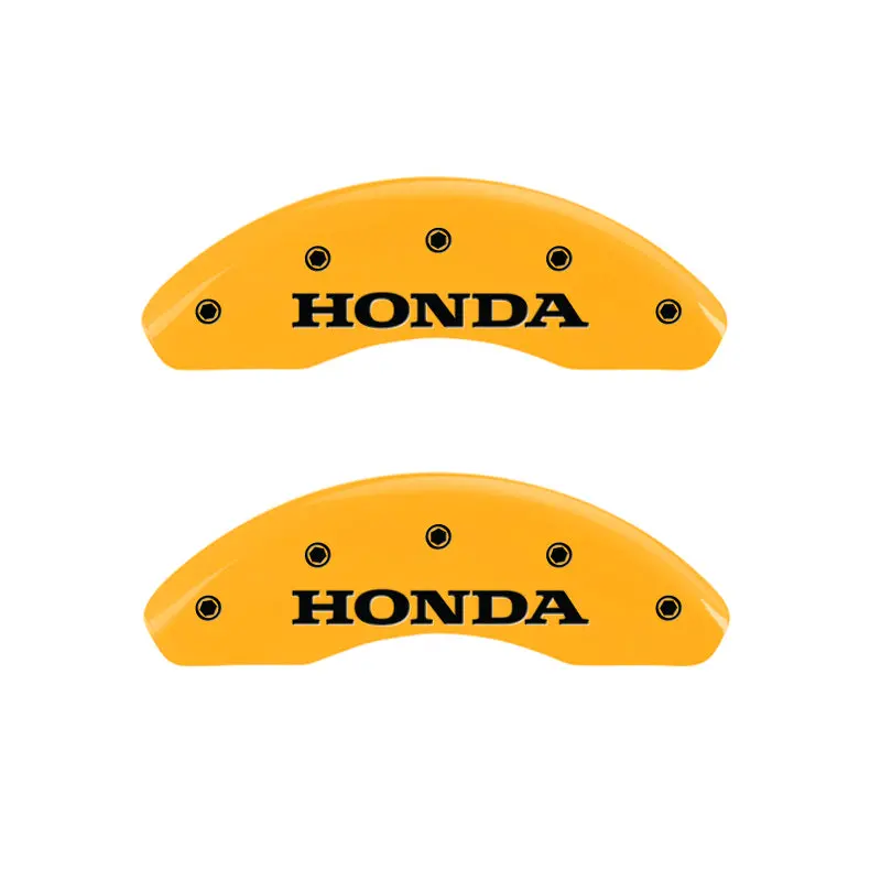 Mgp Engraved 4-Piston Caliper Covers For Honda – Front And Rear, Yellow-Anodized With Black Contrast Detailing 1