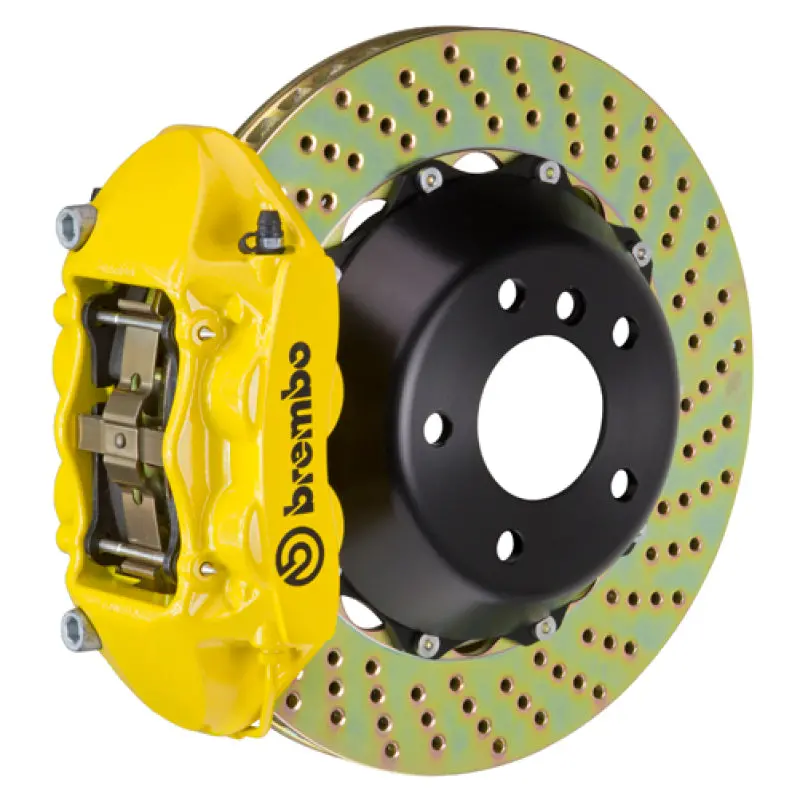 Brembo Gt Big Brake Kit For 2009–2016 Porsche Panamera/S/4S/Turbo – Rear, 4-Piston Calipers, 380X28Mm Drilled Two-Piece Rotors – Yellow Finish 1