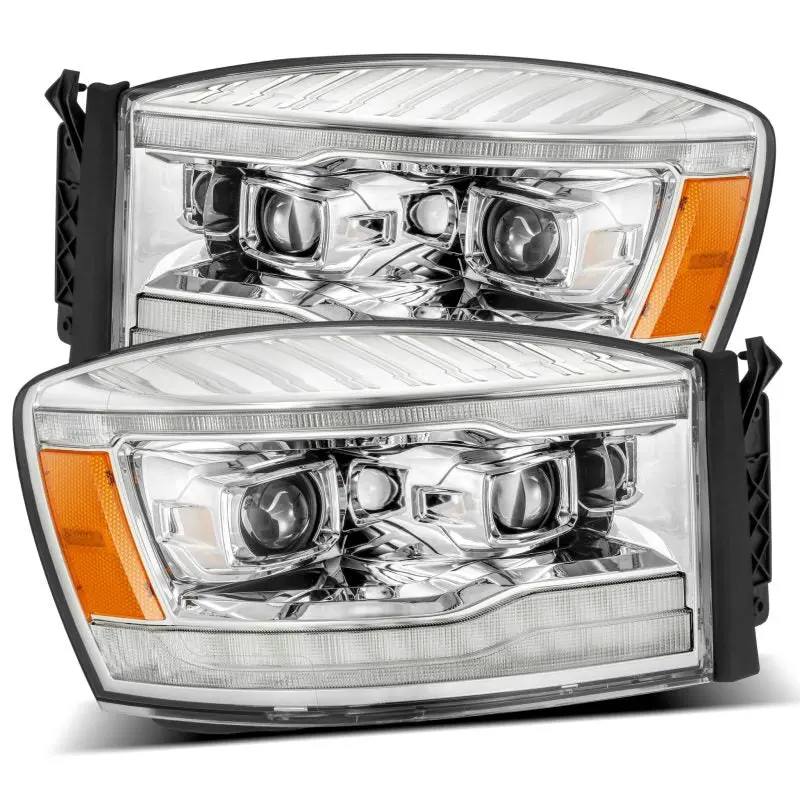 Alpharex Luxx Led Projector Headlights For 2006–2008 Dodge Ram 1500Hd – Chrome Housing, Sequential Turn Signals & Drls 1