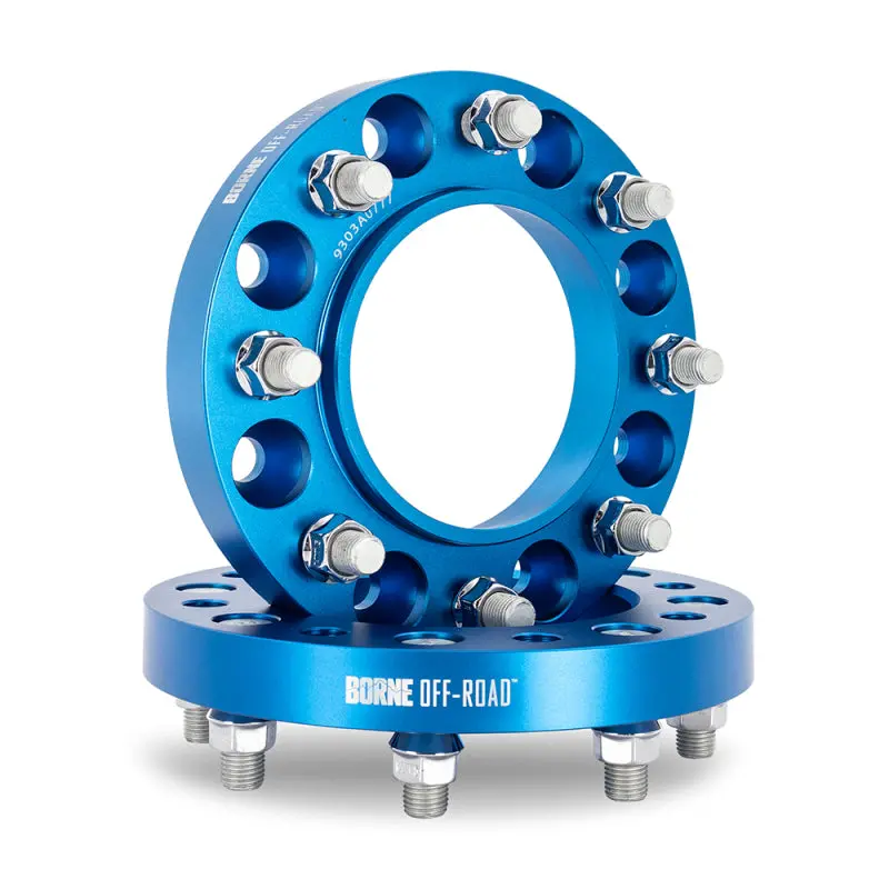 Borne Off-Road Wheel Spacers – 8X165.1Mm To 8X116.7Mm, 25Mm Thickness, M14 Thread, Blue Anodized 1