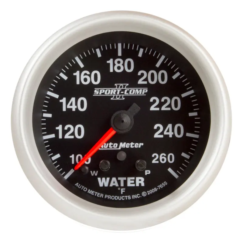 Autometer Sport-Comp Ii 2-5/8-Inch Stepper Motor Water Temperature Gauge – 260°F Range With Peak & Warning Features 1