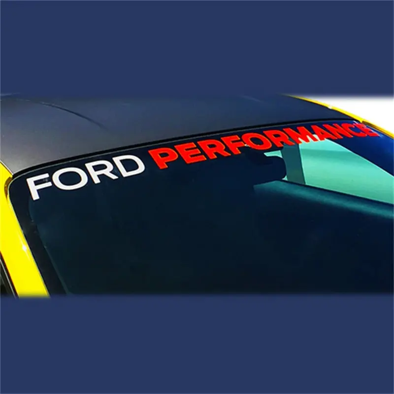 Ford Performance Windshield Banner – Official Decal For 2015–2017 Mustang – White & Red Graphic 1