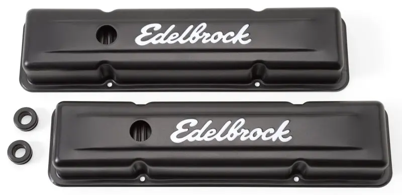 Edelbrock Signature Series Valve Covers – Low-Profile Black Finish – Fits Chevrolet Small-Block V8S (262–400 Ci), 1959–1986 1