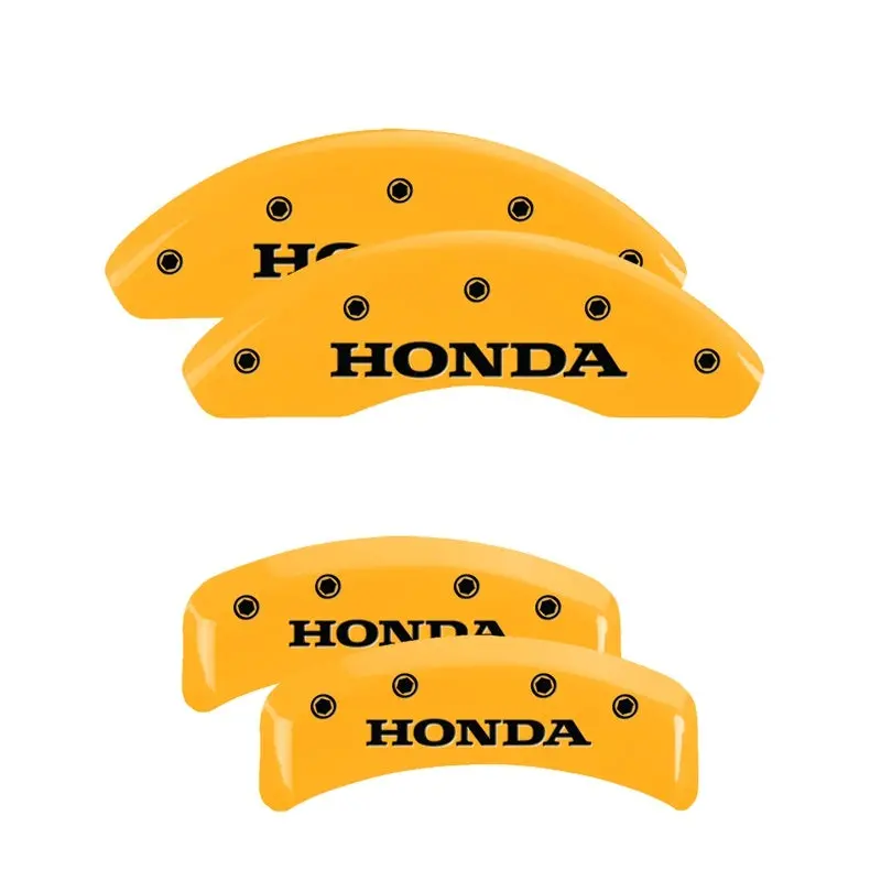 Mgp Engraved 4-Piston Caliper Covers For Honda – Front And Rear, Yellow-Anodized With Black Contrast Detailing 2