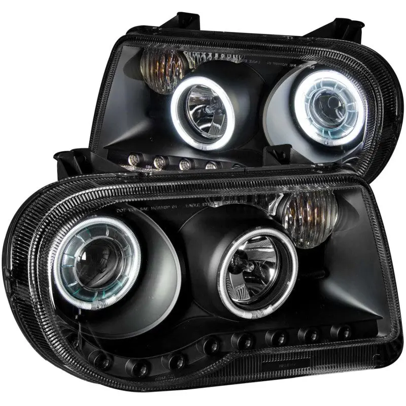 Anzo Projector Headlights With Ccfl Halo Rings For 2005–2010 Chrysler 300C – Black Housing 1