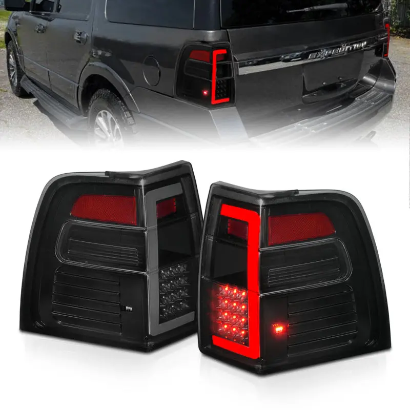 Anzo Led Taillight Assembly For 2007–2017 Ford Expedition – Black Housing With Smoked Lens & Light Bar 1