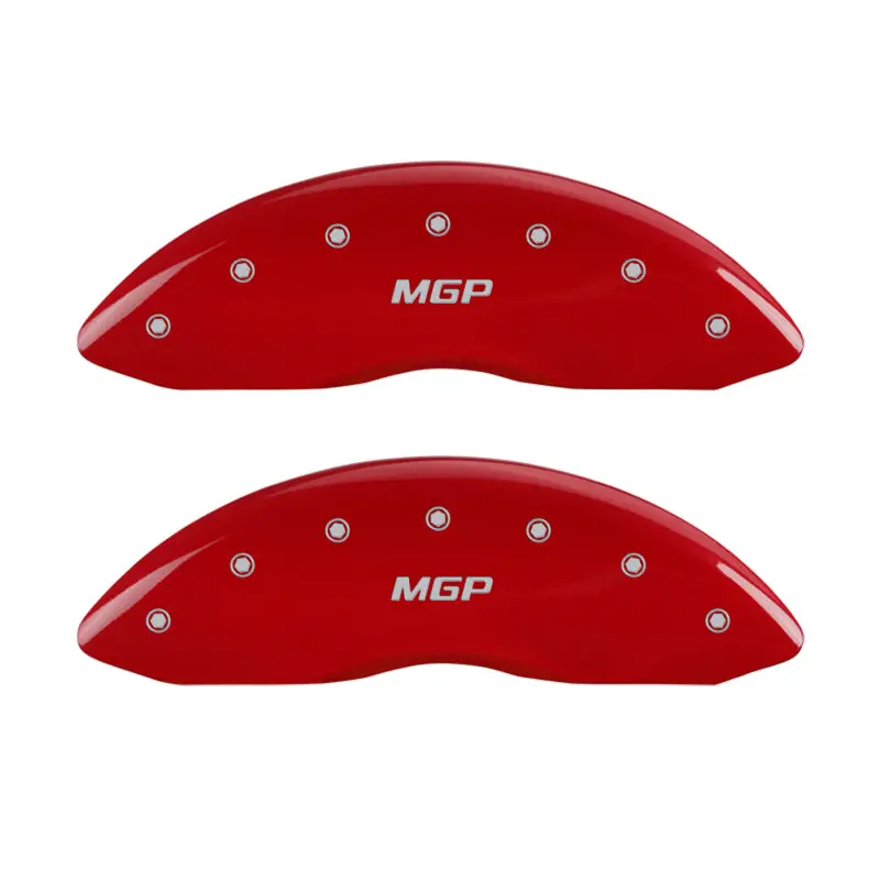 Mgp Engraved Red Caliper Covers – Front Pair, Silver Accent Finish 1