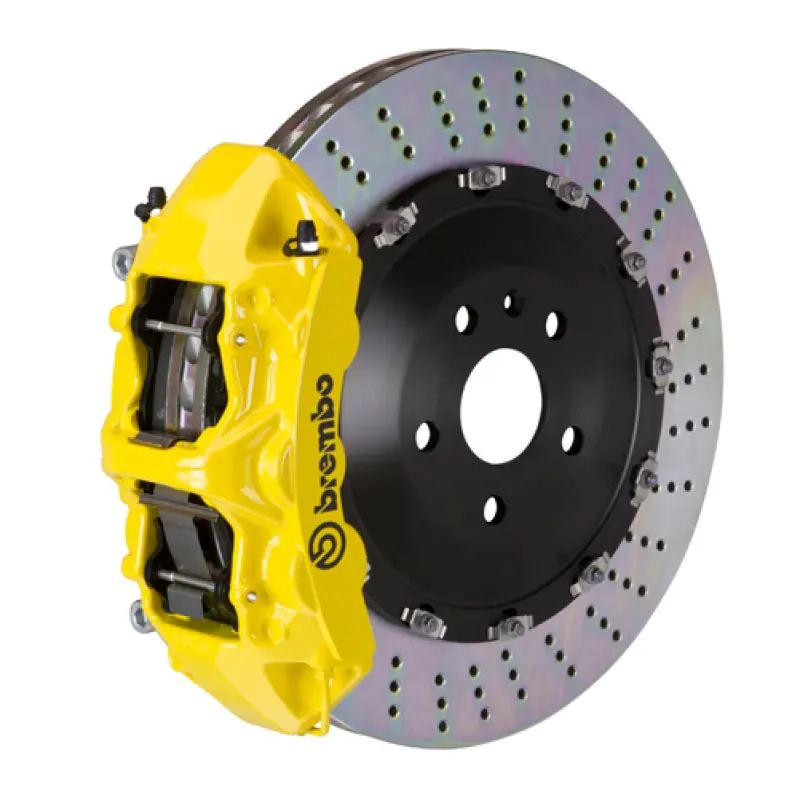 Brembo Gt Big Brake Kit For 2017–2023 Bmw 540I – Front, 6-Piston Calipers With Drilled 405X34Mm Two-Piece Rotors (Yellow Finish) 1