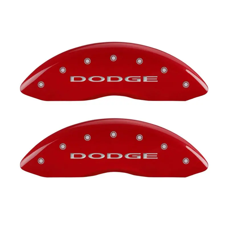 Mgp 4 Caliper Covers Engraved Front & Rear With Out Stripes/Dodge Red Finish Silver Ch 1