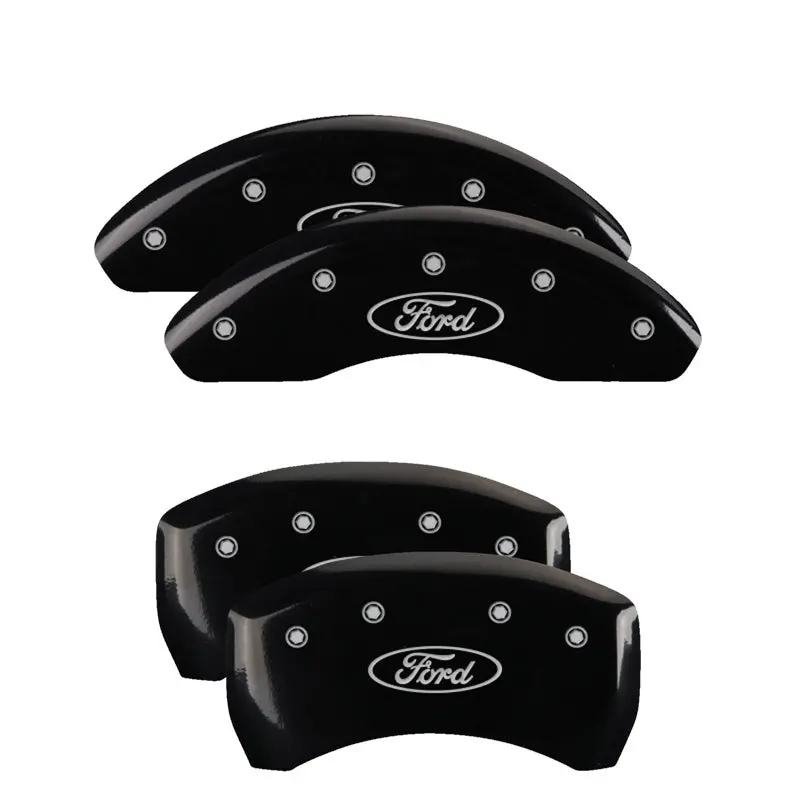 Mgp 4-Piston Caliper Covers For 2022–2024 Ford Maverick – Powder-Coated Black With Silver Ford Logo 1
