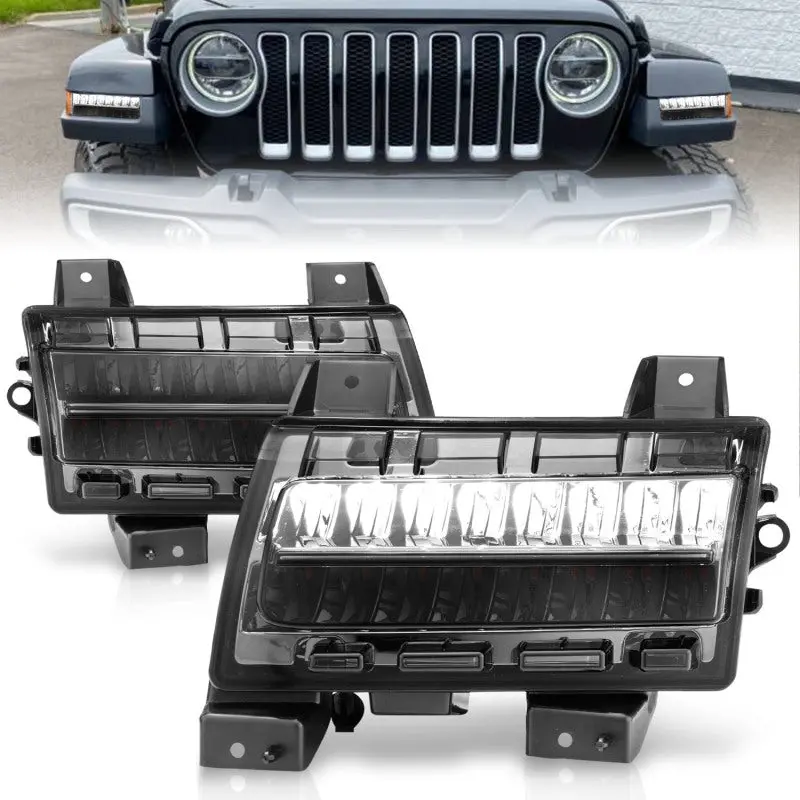Anzo Led Side Marker Lights For 2018–2021 Jeep Wrangler – Chrome Housing, Smoked Lens, Sequential Turn Signal Bulbs 1