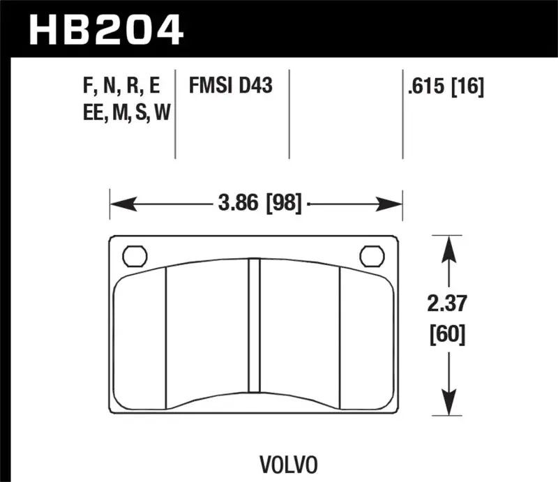 Hawk 90-93 Volvo 240 2.3L Base Front Er-1 Brake Pads 1