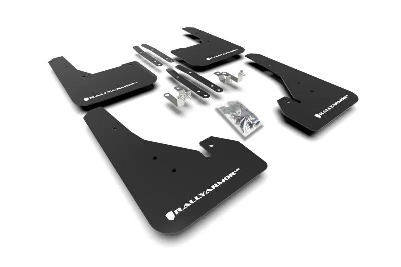 Rally Armor Black Mud Flaps With White Logo For 2018–2022 Toyota Corolla Hatchback 1