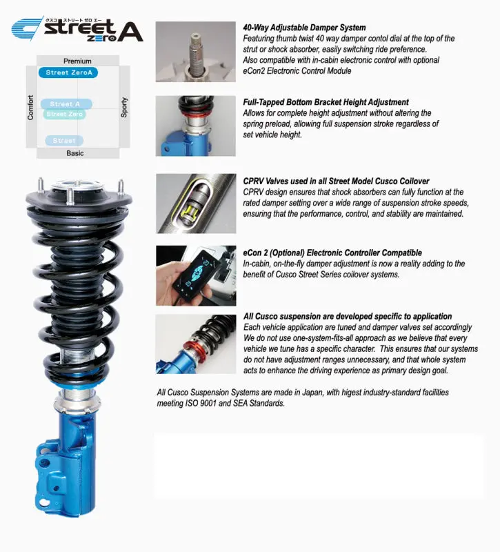 Cusco Street Zero-A Coilover Upper Mount Kit For Subaru Impreza Gp7 – Pillowball (Front) & Hd Rubber (Rear) 1