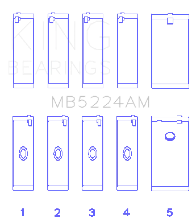 King General Motors 400Ci 6.6L V8 Ohv Crankshaft Main Bearing Set (Set Of 5) 2