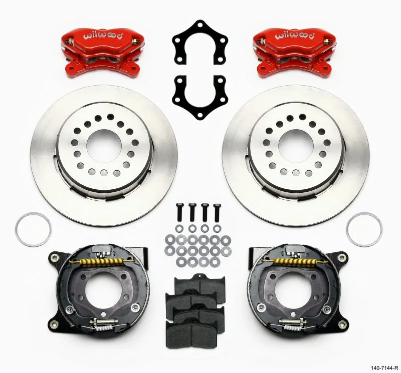Wilwood Forged Dynalite Power Steering Parking Brake Kit – Red, Fits Mopar/Dana With 2.36" Offset & Snap-Ring Bearing 1