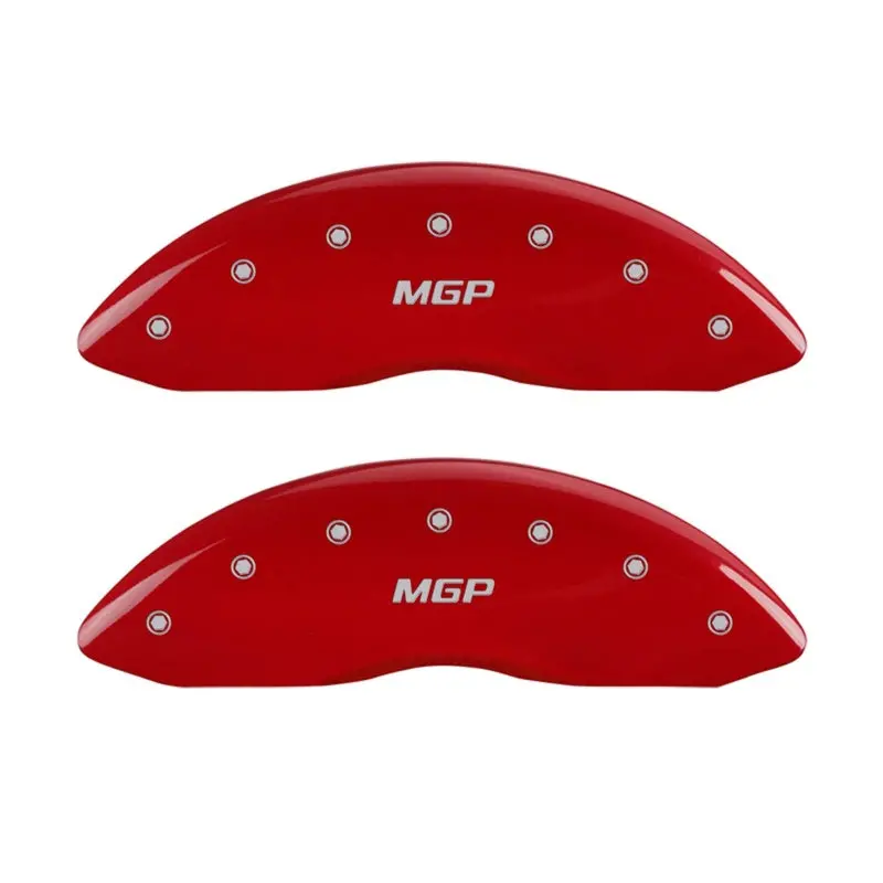 Mgp Engraved Red Caliper Covers – Front Pair, Silver Accent Finish 2