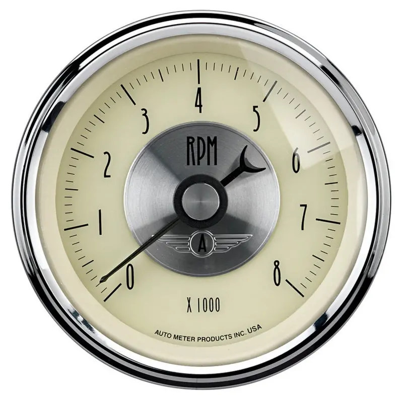 Autometer Gauge Tachometer 3-3/8In. 8K Rpm In-Dash Prestige Antq. Ivory 1